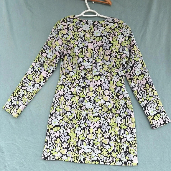 Stine Goya Lecce Abstract Jacquard Long Sleeve Mini Dress Size M NWT FLORAL Slim - Picture 3 of 8